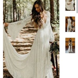 Boho lace wedding dress never worn size 10